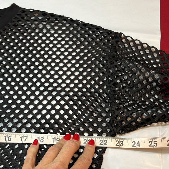 MESH Short sleeved PULLOVER SHIRT Crop Top CLUB dance biker punk rock 80s 90s XL - Picture 7 of 10